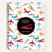 Kleurrijk Vliegtuigpatroon Notitieboek (Voorkant)