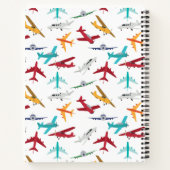 Kleurrijk Vliegtuigpatroon Notitieboek (Achterkant)
