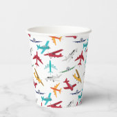 Kleurrijk Vliegtuigpatroon Papieren Bekers (Achterkant)