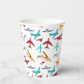 Kleurrijk Vliegtuigpatroon Papieren Bekers (Rechts)