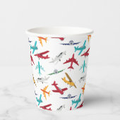 Kleurrijk Vliegtuigpatroon Papieren Bekers (Voorkant)