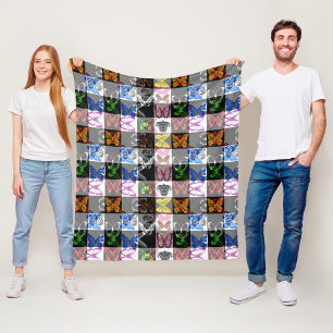 Kleurrijk vlinder geruit tartan ruitontwerp  fleece deken