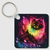 Kleurrijk vlinder Kat Sleutelhanger (Voorkant)