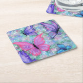 Kleurrijk Vlinder Papier Onderzetter (Schuin)
