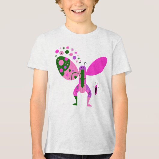 Kleurrijk vlindergrafisch T-shirt (Voorkant)