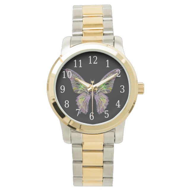 Kleurrijk vlinderhorloge horloge (Voorkant)