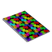 Kleurrijk vlinderpatroon op zwarte achtergrond notitieboek (Rechterzijde)