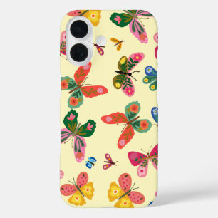 Kleurrijk vlindertuinpatroon iPhone hoesje