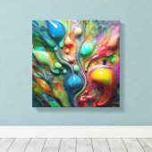 Kleurrijk, vloeibaar, glanzend, bubbels canvas afdruk (Insitu (Houten vloer))