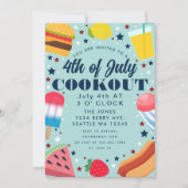 Kleurrijk Voedsel 4TH van Juli Cookout Uitnodiging (Voorkant)