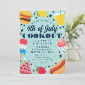 Kleurrijk Voedsel 4TH van Juli Cookout Uitnodiging (Staand voorkant)