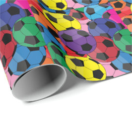 Kleurrijk Voetbal Collage Cadeaupapier