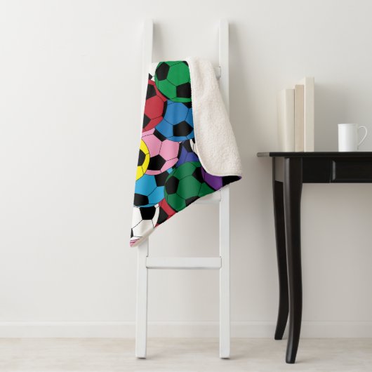 Kleurrijk Voetbal Collage Sherpa Deken (In situ)