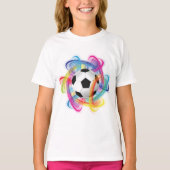 Kleurrijk Voetbal Meisjes T-shirt (Voorkant)