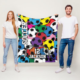Kleurrijk Voetbal met DIY-tekst Fleece Deken