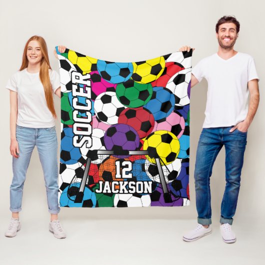 Kleurrijk Voetbal met DIY-tekst Fleece Deken (In situ)