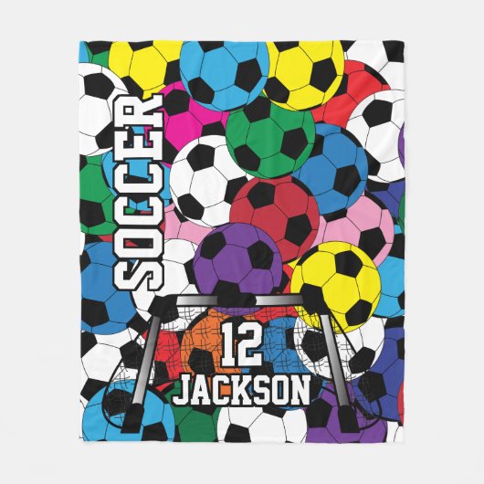 Kleurrijk Voetbal met DIY-tekst Fleece Deken (Voorkant)