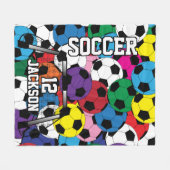 Kleurrijk Voetbal met DIY-tekst Fleece Deken (Voorkant (Horizontaal))
