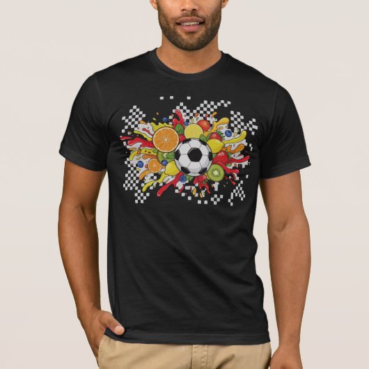 Kleurrijk Voetbal Schaakbord T-shirt (Voorkant)