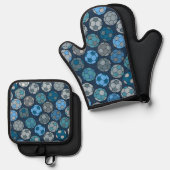 Kleurrijk Voetbalpatroon Ovenwant & Pannenlap Set (Voorkant / Achterkant)