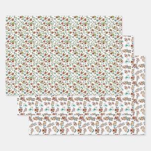 kleurrijk vogelpatroon kerstmis inpakpapier vel