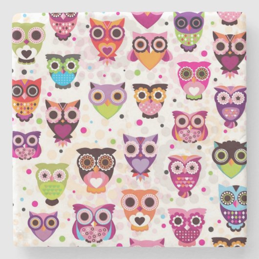 Kleurrijk vogelpatroon voor kinderen 2 stenen onderzetter (Voorkant)