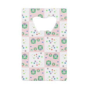 Kleurrijk vogelpatroon voor kinderen creditkaart flessenopener