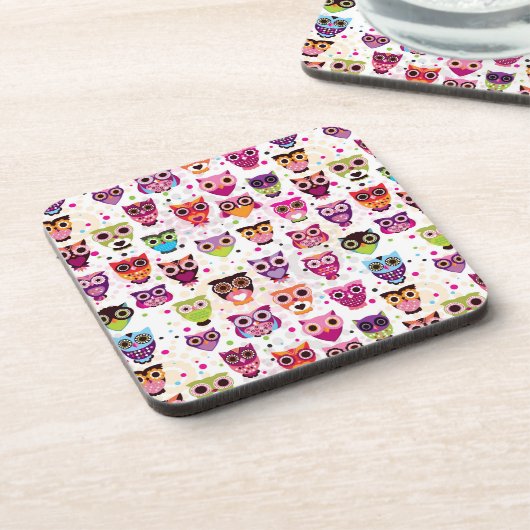 Kleurrijk vogelpatroon voor kinderen drankjes onderzetter (Linkerzijde)