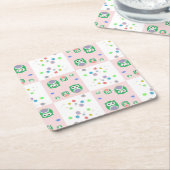 Kleurrijk vogelpatroon voor kinderen kartonnen onderzetters (Schuin)