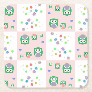 Kleurrijk vogelpatroon voor kinderen kartonnen onderzetters