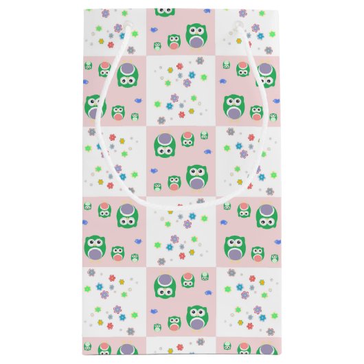 Kleurrijk vogelpatroon voor kinderen klein cadeauzakje (Achterkant)