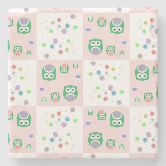 Kleurrijk vogelpatroon voor kinderen stenen onderzetter (Voorkant)