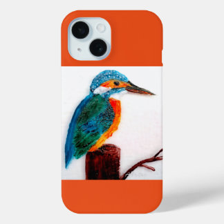 Kleurrijk vogelschilderij Kingfisher Custom iPhone 15 Case
