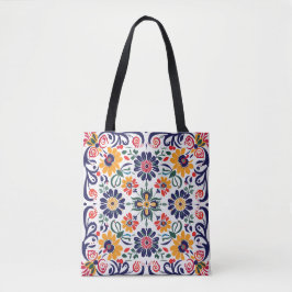 Kleurrijk Volkse Bloempatroon Schoudertas | Levend Tote Bag