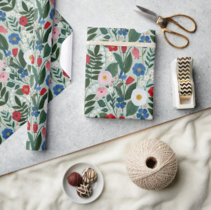 Kleurrijk Volkskundig Bloemmotief Botanisch Cadeaupapier
