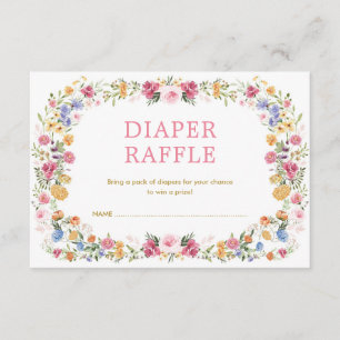 Kleurrijk voorjaar Wildbloem Tuin Diaper Raffle Informatiekaartje