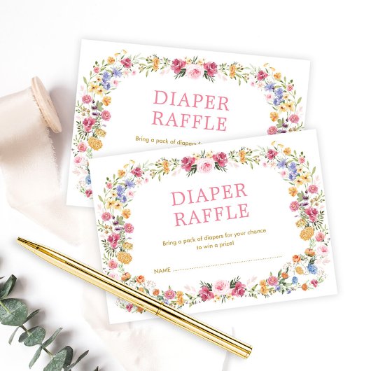 Kleurrijk voorjaar Wildbloem Tuin Diaper Raffle Informatiekaartje