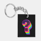 Kleurrijk vraagteken, sleutelhanger (Voorkant Links)