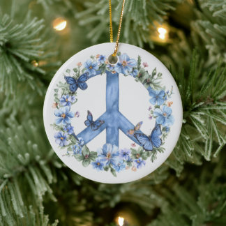 Kleurrijk vredesteken uit de jaren 70 en 60 keramisch ornament