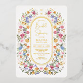 Kleurrijk Vrijgezellenfeest van de Floral van wild Folie Uitnodiging (Voorkant)