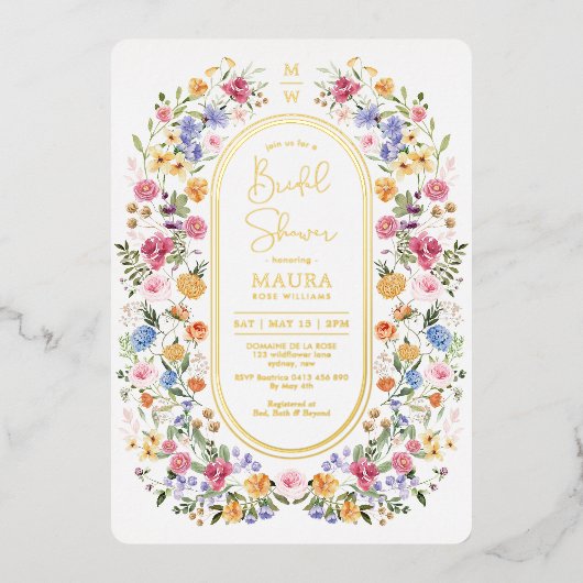 Kleurrijk Vrijgezellenfeest van de Floral van wild Folie Uitnodiging (Voorkant)