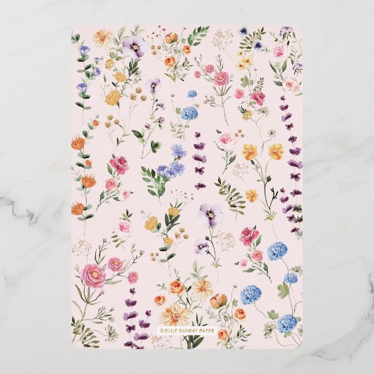 Kleurrijk Vrijgezellenfeest van de Floral van wild Folie Uitnodiging (Achterkant)