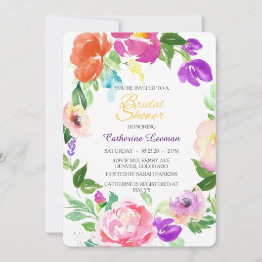 Kleurrijk Vrijgezellenfeest van Floral Wreate Kaart (Voorkant)