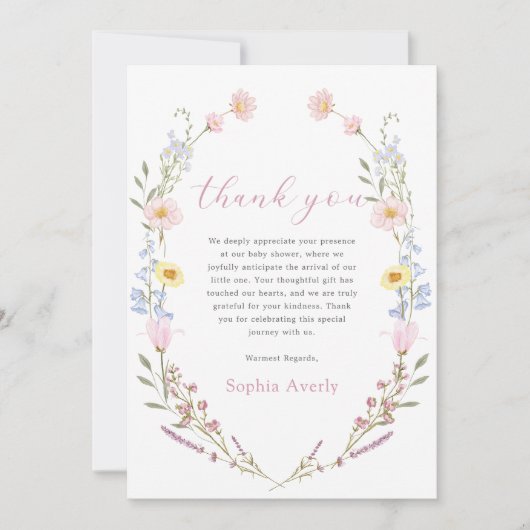 Kleurrijk Vrijgezellenfeest van wilde bloemen Bedankkaart (Voorkant)