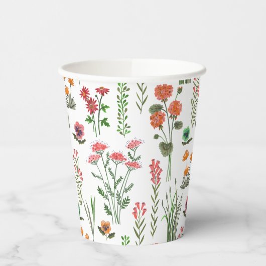 Kleurrijk Vrijgezellenfeest van wilde bloemen Papieren Bekers (Links)