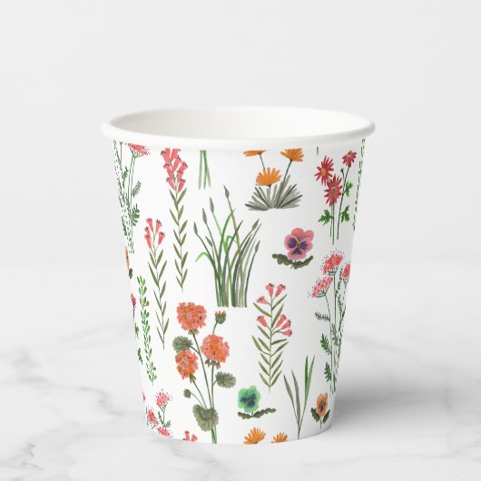 Kleurrijk Vrijgezellenfeest van wilde bloemen Papieren Bekers (Voorkant)