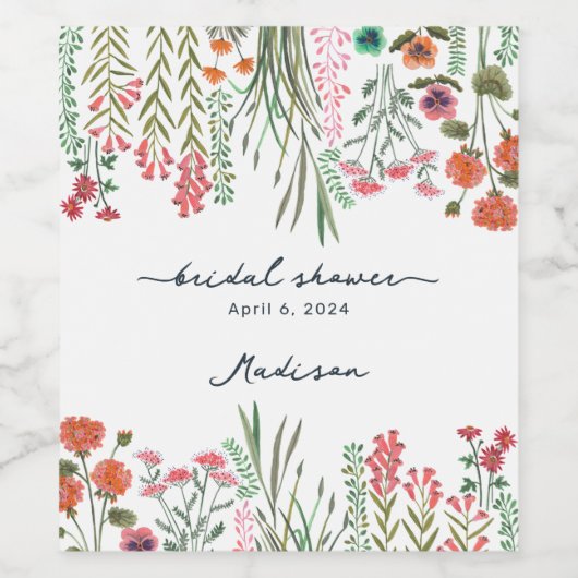 Kleurrijk Vrijgezellenfeest van wilde bloemen Wijn Etiket (Enkel label)