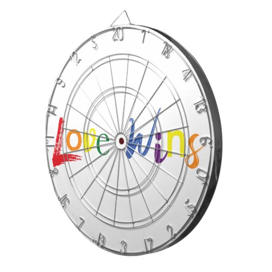 Kleurrijk, vrolijk, creatief design van Love Wins Dartbord (Voorkant Rechts)