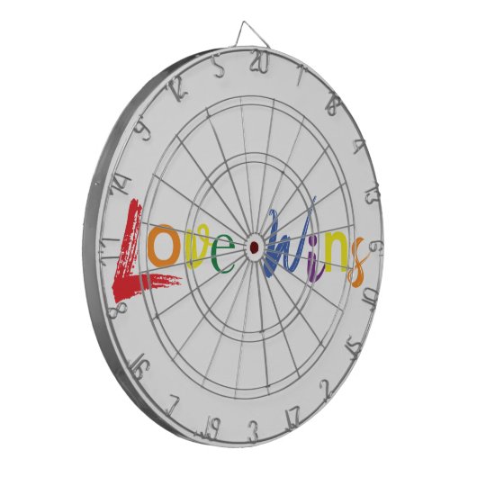 Kleurrijk, vrolijk, creatief design van Love Wins Dartbord (Voorkant Links)