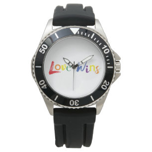 Kleurrijk, vrolijk, creatief design van Love Wins Horloge